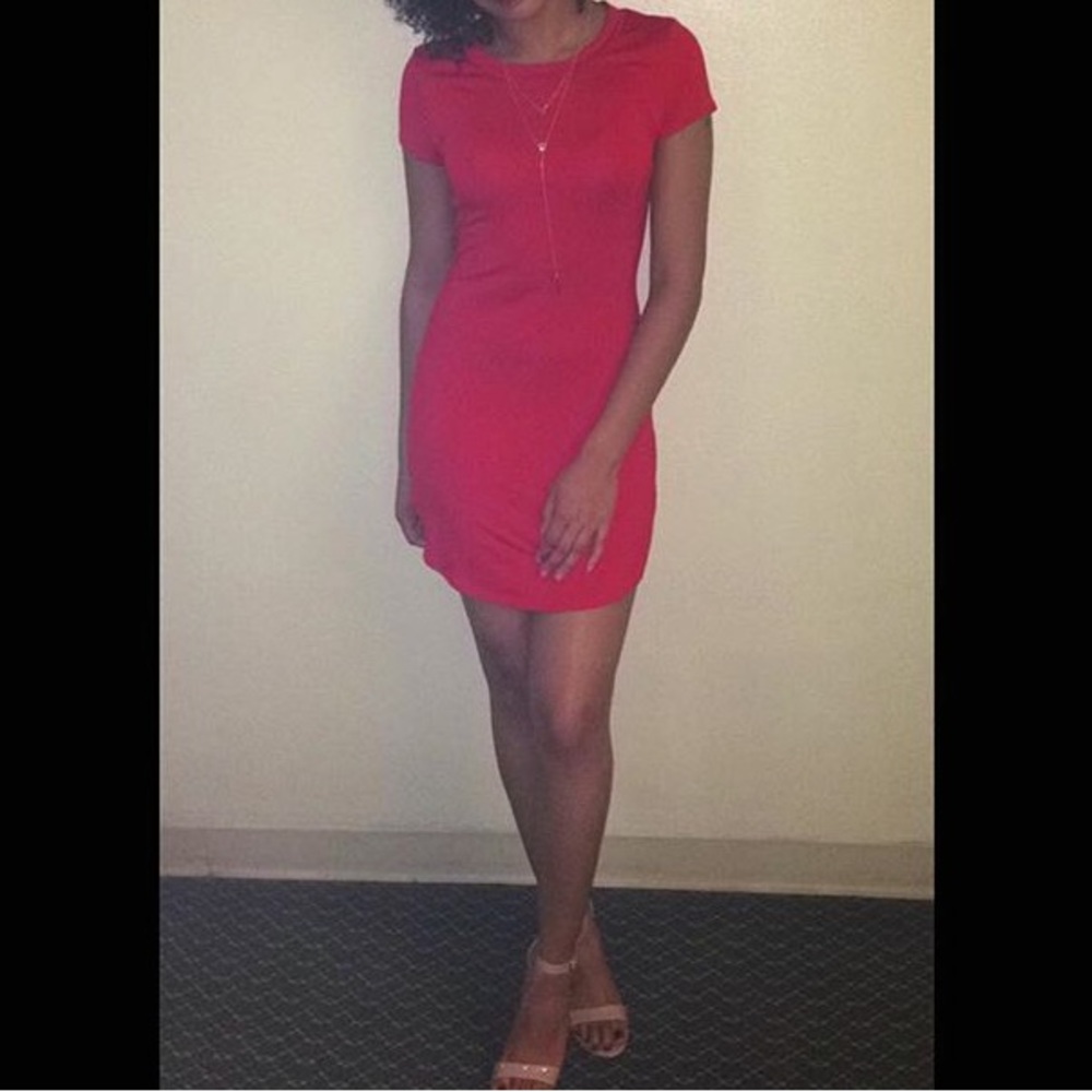 Red shirt dress